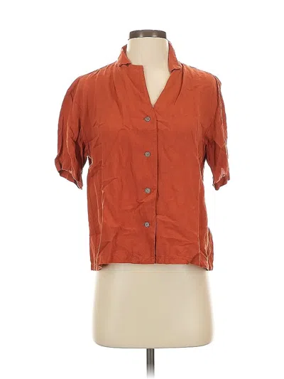 Pre-owned Uniqlo Short Sleeve Blouse In Orange