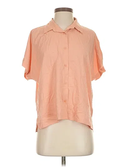 Pre-owned Uniqlo Short Sleeve Blouse In Orange
