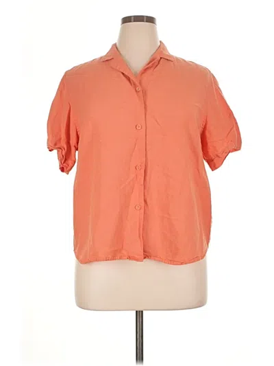 Pre-owned Uniqlo Short Sleeve Blouse In Orange