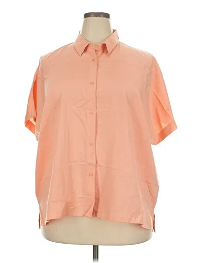 Pre-owned Uniqlo Short Sleeve Blouse In Orange