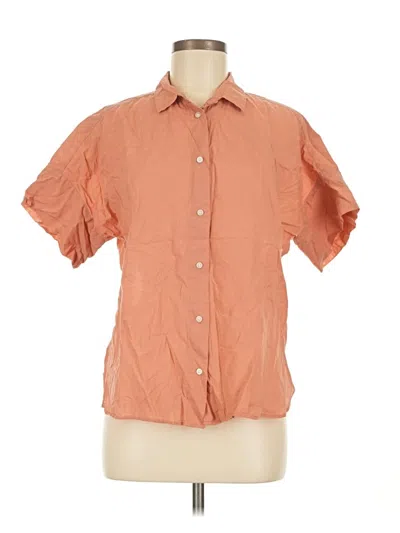 Pre-owned Uniqlo Short Sleeve Blouse In Orange