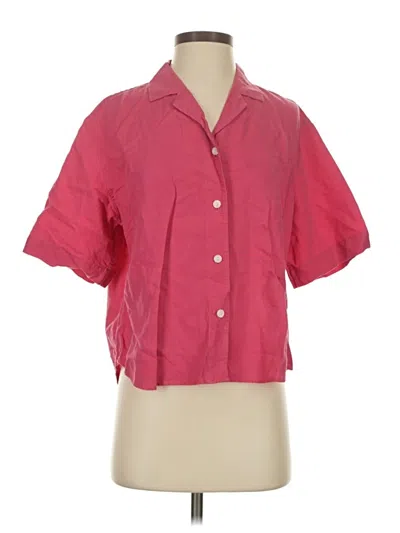Pre-owned Uniqlo Short Sleeve Blouse In Pink
