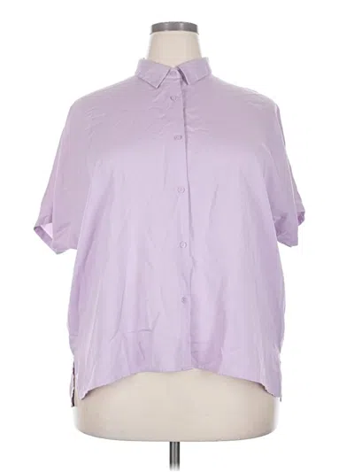 Pre-owned Uniqlo Short Sleeve Blouse In Purple