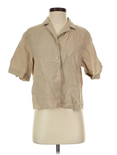Pre-owned Uniqlo Short Sleeve Blouse In Tan
