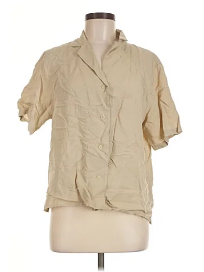 Pre-owned Uniqlo Short Sleeve Blouse In Tan