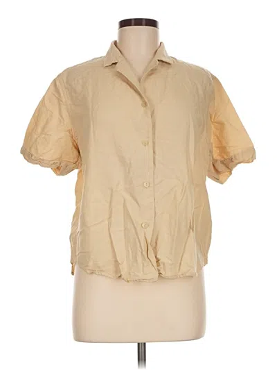 Pre-owned Uniqlo Short Sleeve Blouse In Tan
