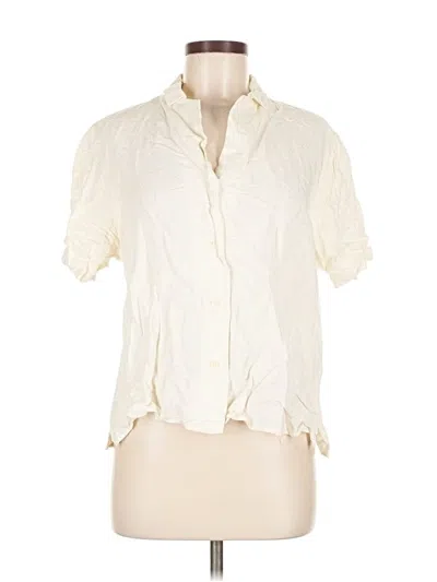 Pre-owned Uniqlo Short Sleeve Blouse In White