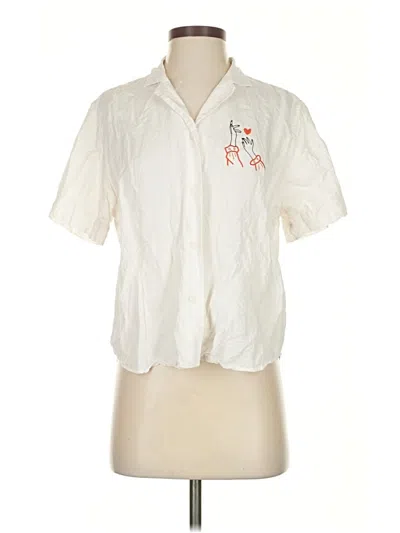Pre-owned Uniqlo Short Sleeve Blouse In White