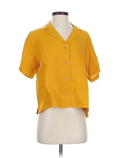 Pre-owned Uniqlo Short Sleeve Blouse In Yellow