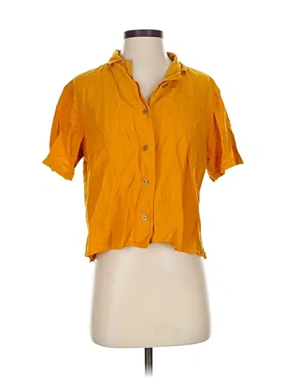 Pre-owned Uniqlo Short Sleeve Blouse In Yellow