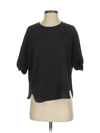 Pre-owned Uniqlo Short Sleeve Top Black Keyhole Neckline Tops