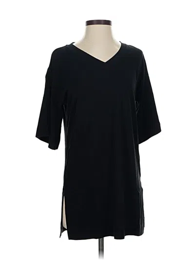 Pre-owned Uniqlo Short Sleeve Top Black V Neck Tops