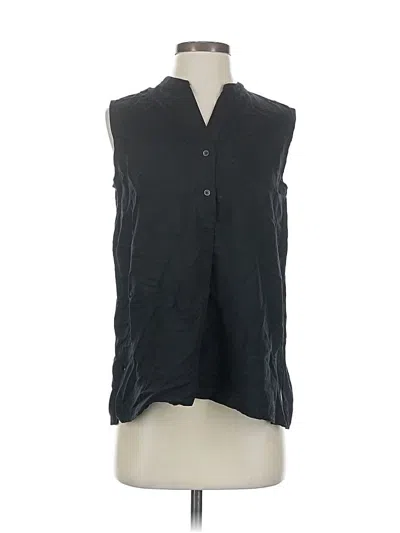 Pre-owned Uniqlo Sleeveless Button Down Shirt In Black
