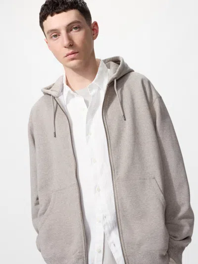Uniqlo Sweat Full-zip Hoodie Beige Xl  Us In Gray