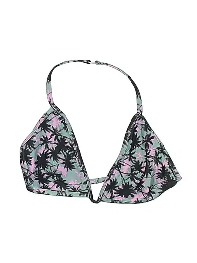 Pre-owned Uniqlo Swimsuit Top Black Tropical Pattern Swimwear