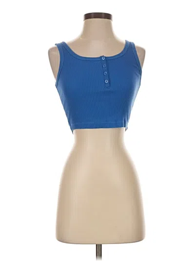 Pre-owned Uniqlo Tank Top Blue Strapless Neckline Tops