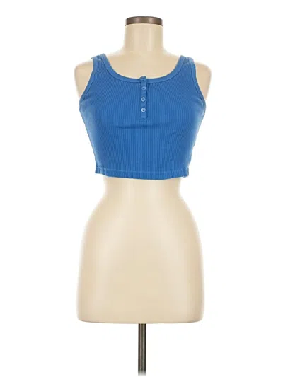 Pre-owned Uniqlo Tank Top Blue Strapless Neckline Tops