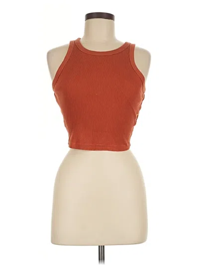 Pre-owned Uniqlo Tank Top Orange Halter Neckline Tops