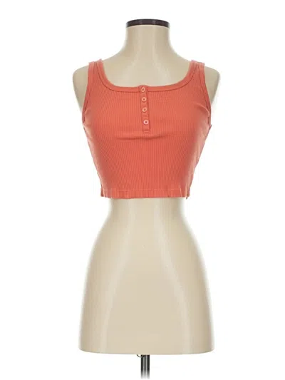 Pre-owned Uniqlo Tank Top Orange Strapless Neckline Tops
