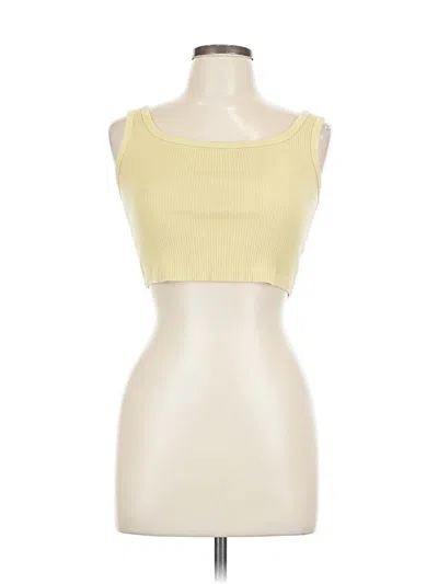 Pre-owned Uniqlo Tank Top Yellow Strapless Neckline Tops