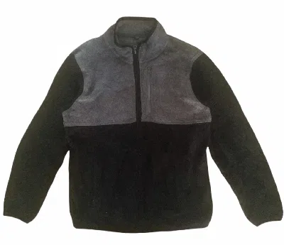 Pre-owned Uniqlo Two Tone  Zipper Fleece Jacket In Black/grey