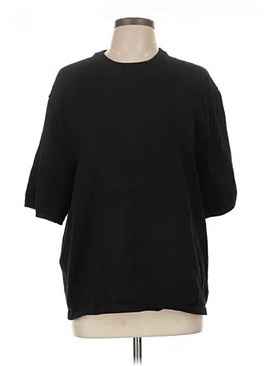 Pre-owned Uniqlo U 3/4 Sleeve Top Black Crew Neck Tops