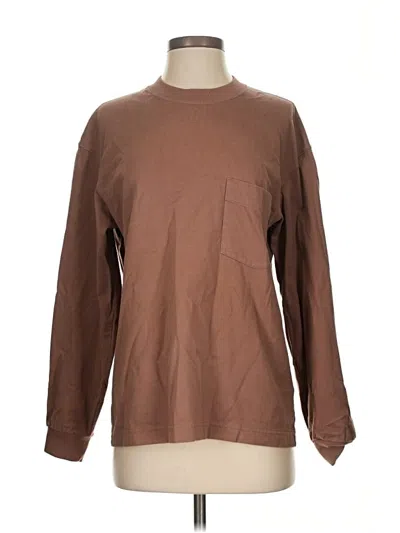Pre-owned Uniqlo U Long Sleeve T-shirt In Brown