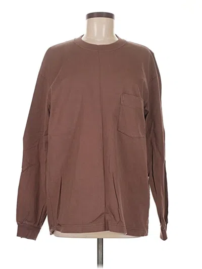 Pre-owned Uniqlo U Long Sleeve T-shirt In Brown
