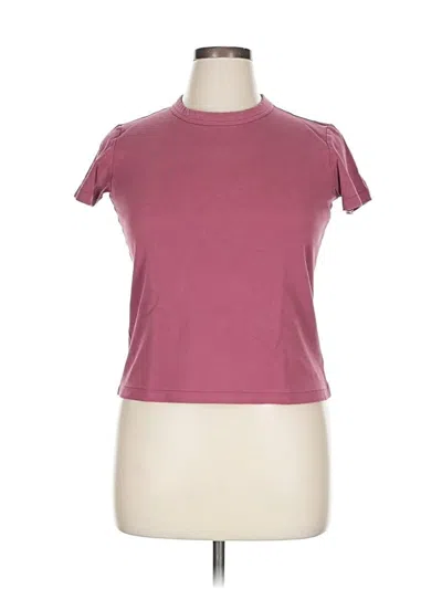 Pre-owned Uniqlo U Short Sleeve Top Burgundy Mock Neckline Tops