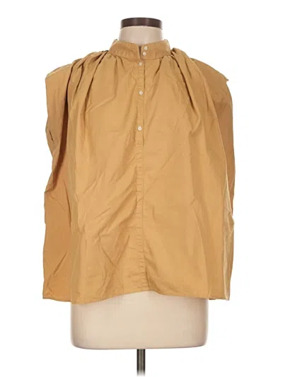 Pre-owned Uniqlo U Sleeveless Button Down Shirt In Tan