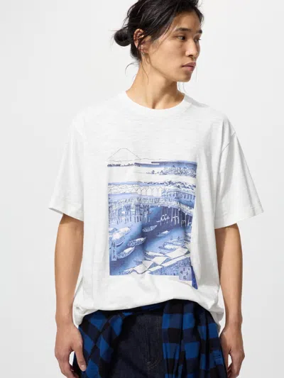 Uniqlo Ukiyo-e Blue Ut Graphic T-shirt Off White Large  Us