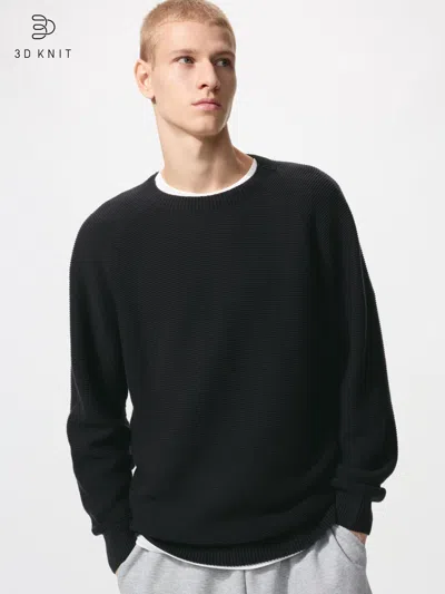 Uniqlo Washable 3d Knit Sweater Black Small  Us