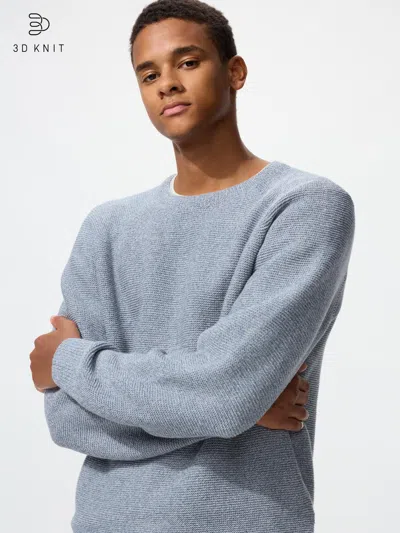 Uniqlo Washable 3d Knit Sweater Blue Large  Us