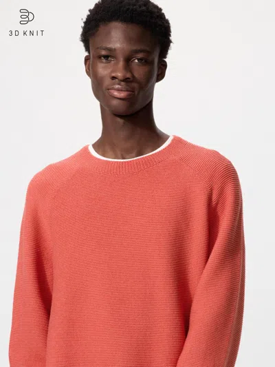 Uniqlo Washable 3d Knit Sweater Orange 3xl  Us In Red
