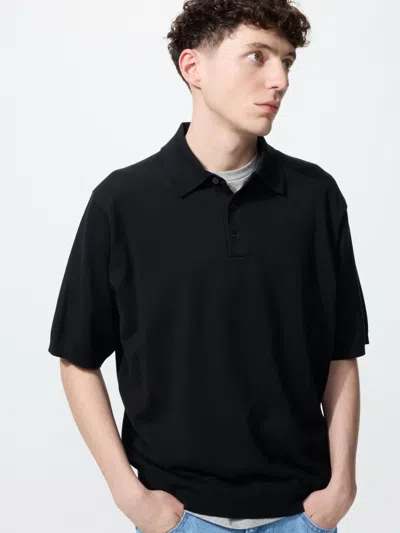 Uniqlo Washable Knitted Polo Sweater Short Sleeve Black 2xl  Us