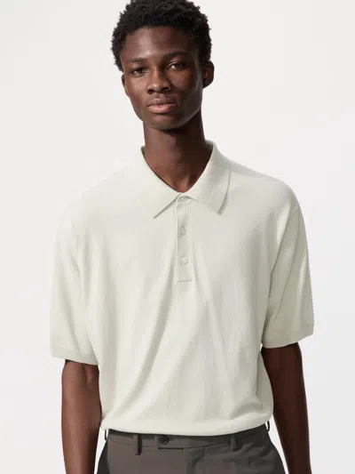 Uniqlo Washable Knitted Polo Sweater Short Sleeve Natural 2xl  Us In White