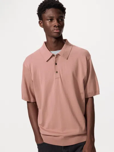 Uniqlo Washable Knitted Polo Sweater Short Sleeve Pink 2xl  Us