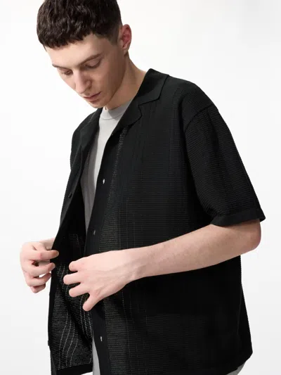 Uniqlo Washable Knitted Shirt Short Sleeve Black 3xl  Us