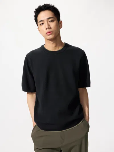 Uniqlo Washable Milano Ribbed Knitted T-shirt Black Xl  Us