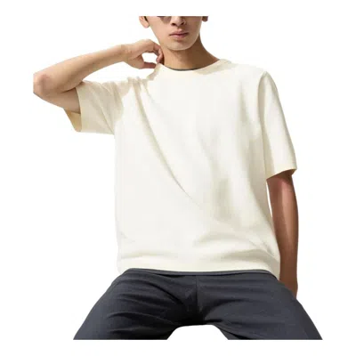 Uniqlo Washable Milano Ribbed Knitted T-shirt Off White Medium  Us In Neutral