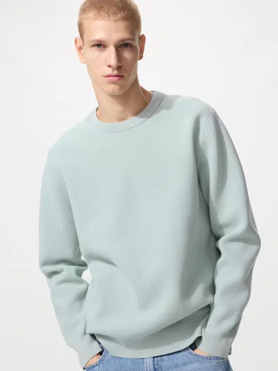 Uniqlo Washable Milano Ribbed Sweater Light Blue Xl  Us In Gray