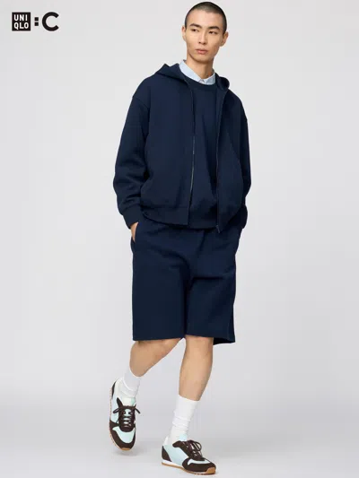 Uniqlo Wide Sweat Shorts Navy Small  Us In Blue