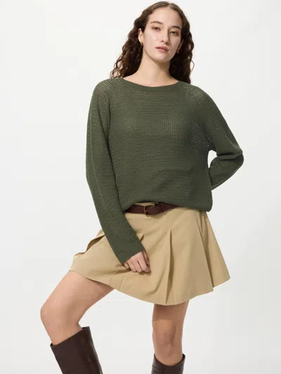 Uniqlo Women's 3d Knit Mesh Sweater Dark Green 2xl  Us