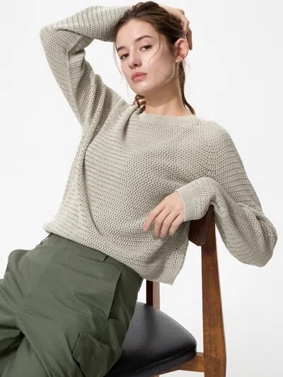 Uniqlo Women's 3d Knit Mesh Sweater Light Gray 2xl  Us