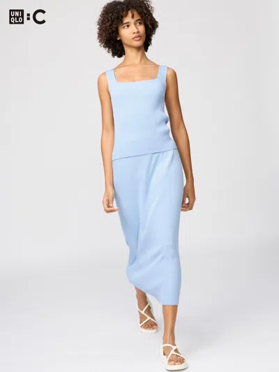 Uniqlo Women's 3d Knit Ribbed Skirt Blue Large  Us
