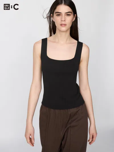 Uniqlo Women's 3d Knit Ribbed Sleeveless Sweater Black 2xl  Us