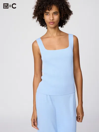 Uniqlo Women's 3d Knit Ribbed Sleeveless Sweater Blue 2xl  Us