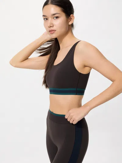 Uniqlo Women's Active Wireless Bra Striped Dark Brown Xl  Us