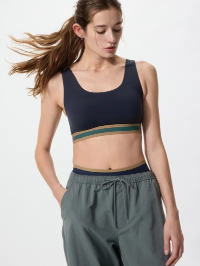 Uniqlo Women's Active Wireless Bra Striped Navy Xl  Us In Blue