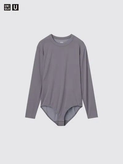 Uniqlo Women's Airism Bodysuit Long Sleeve Purple Large  Us